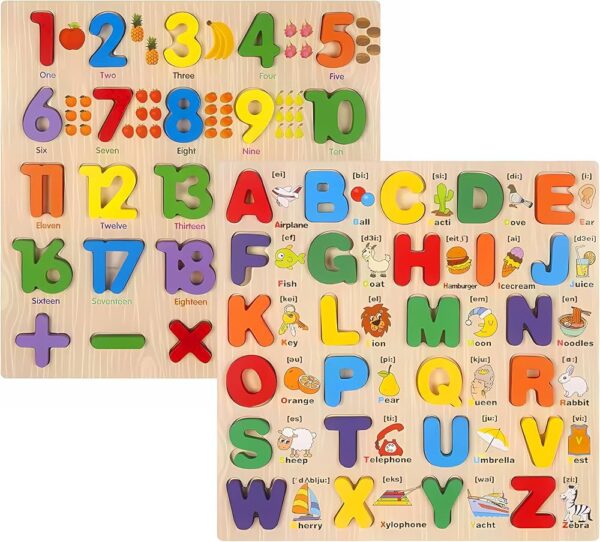 Kids Wooden Letters Puzzle Board – Small & Upper Case Alphabet Learning Toy