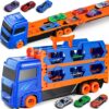 Mega Transporter Truck 3-in-1: Carrier, Storage & Ejection Race Track Playset - Image 3