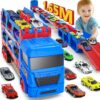 Mega Transporter Truck 3-in-1: Carrier, Storage & Ejection Race Track Playset - Image 4