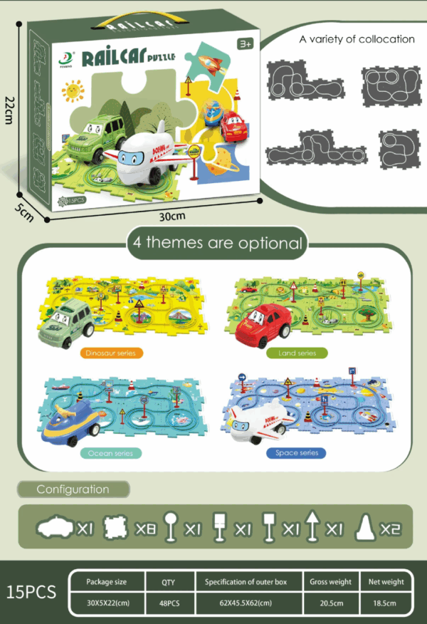 Rail Car Puzzle Play Mat Set: Self-Assembling Interlocking Track with 1 Motorized Vehicle - Image 4