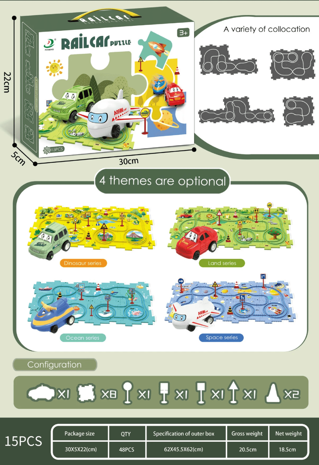 Rail Car Puzzle Play Mat Set: Self-Assembling Interlocking Track with 1 Motorized Vehicle - Image 4