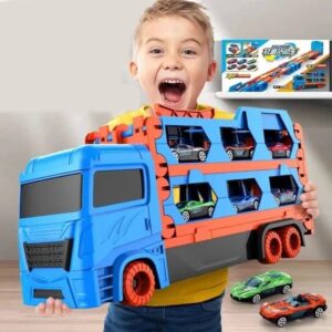Mega Transporter Truck 3-in-1: Carrier, Storage & Ejection Race Track Playset