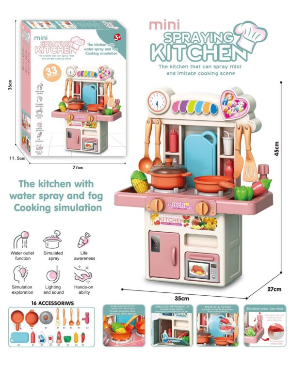 MINI SPRAYING KITCHEN Toy Set - 33-Piece Deluxe Pack for Kids - Image 3