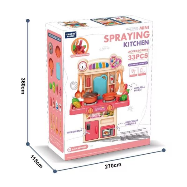 MINI SPRAYING KITCHEN Toy Set - 33-Piece Deluxe Pack for Kids - Image 2