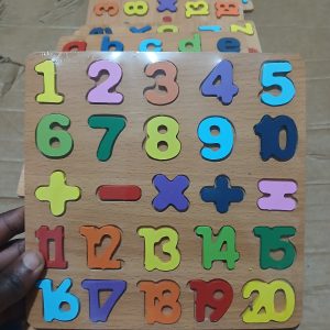 Kids Wooden Numbers Puzzle Board 1-20 with Math Symbols