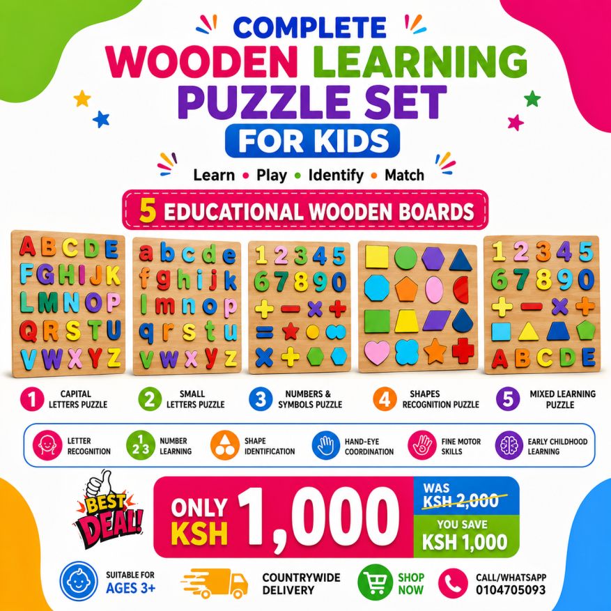5-in-1 Complete Wooden Learning Puzzle Set for Kids