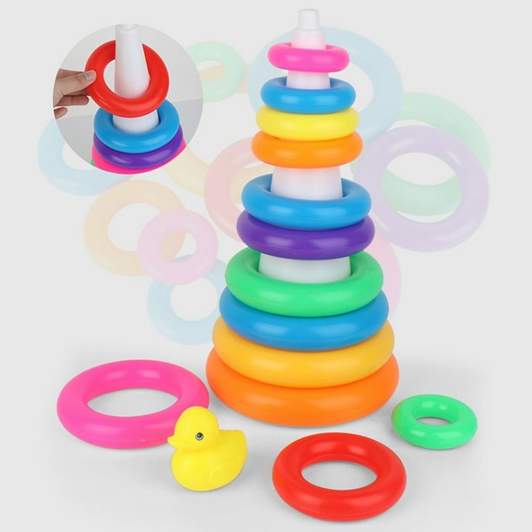 Colourful Rainbow Ring Stacking Toy for Toddlers - Image 3