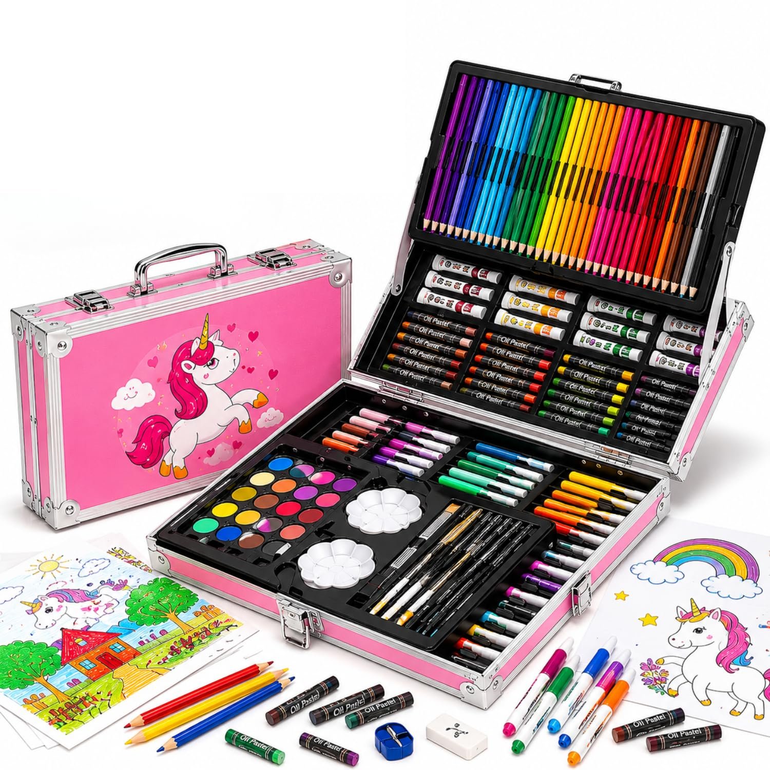 Pink Alminium Briefcase Kids Art Set for Girls – 145 pcs - Image 4