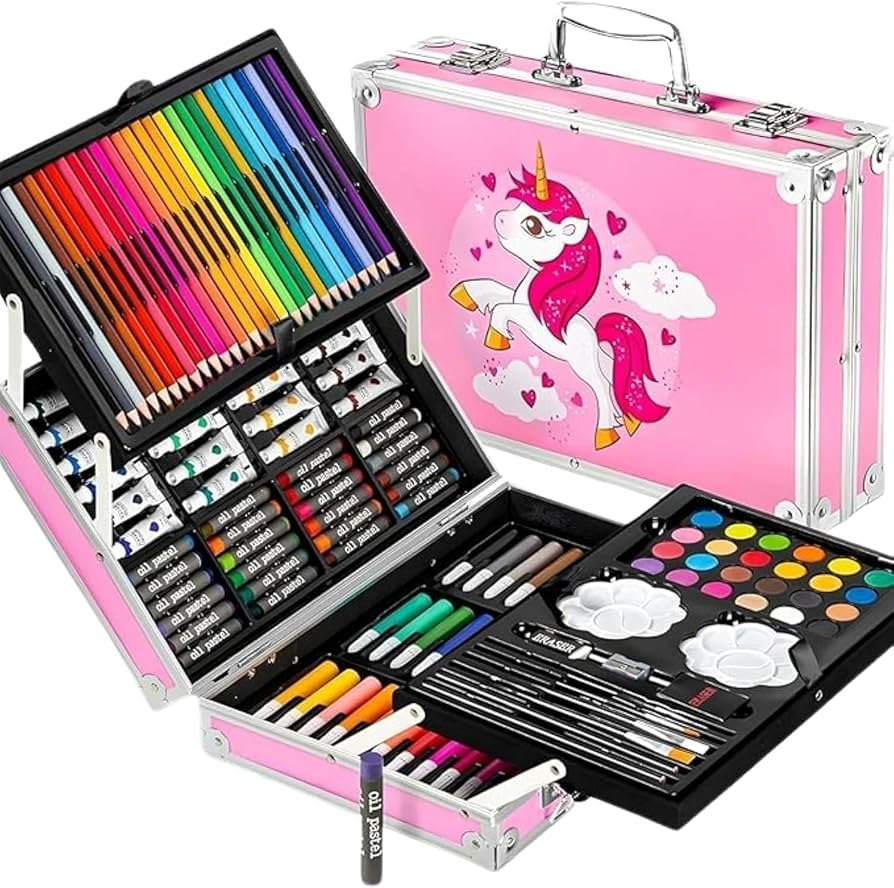 Pink Alminium Briefcase Kids Art Set for Girls – 145 pcs - Image 3