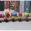 wooden geometric building block train. Montessori toy - Image 2