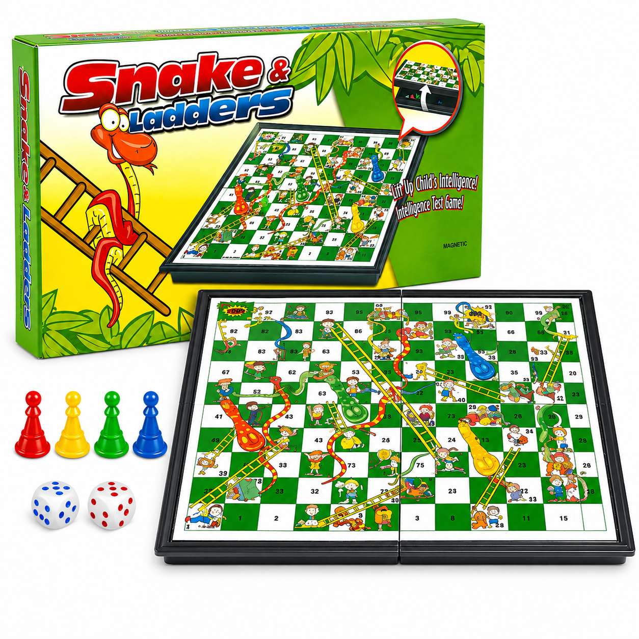 Snakes and Ladders Board Game for Kids & Adults, Family Game